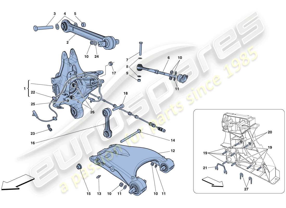 Ferrari 488 Araña (RHD) SUSPENSIÓN TRASERA - BRAZOS Diagrama de piezas
