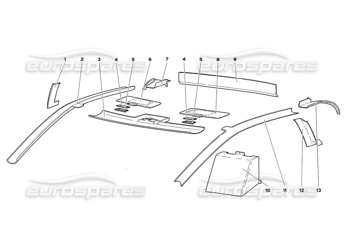 Lamborghini Diablo SV (1999) Capucha delantera Diagrama de piezas