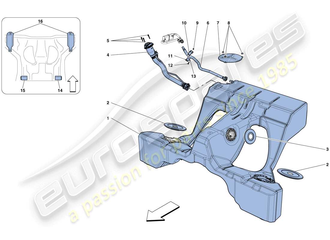 Ferrari GTC4 Lusso T (EUROPA) DEPÓSITO DE COMBUSTIBLE Y CUELLO DE LLENADO Diagrama de piezas