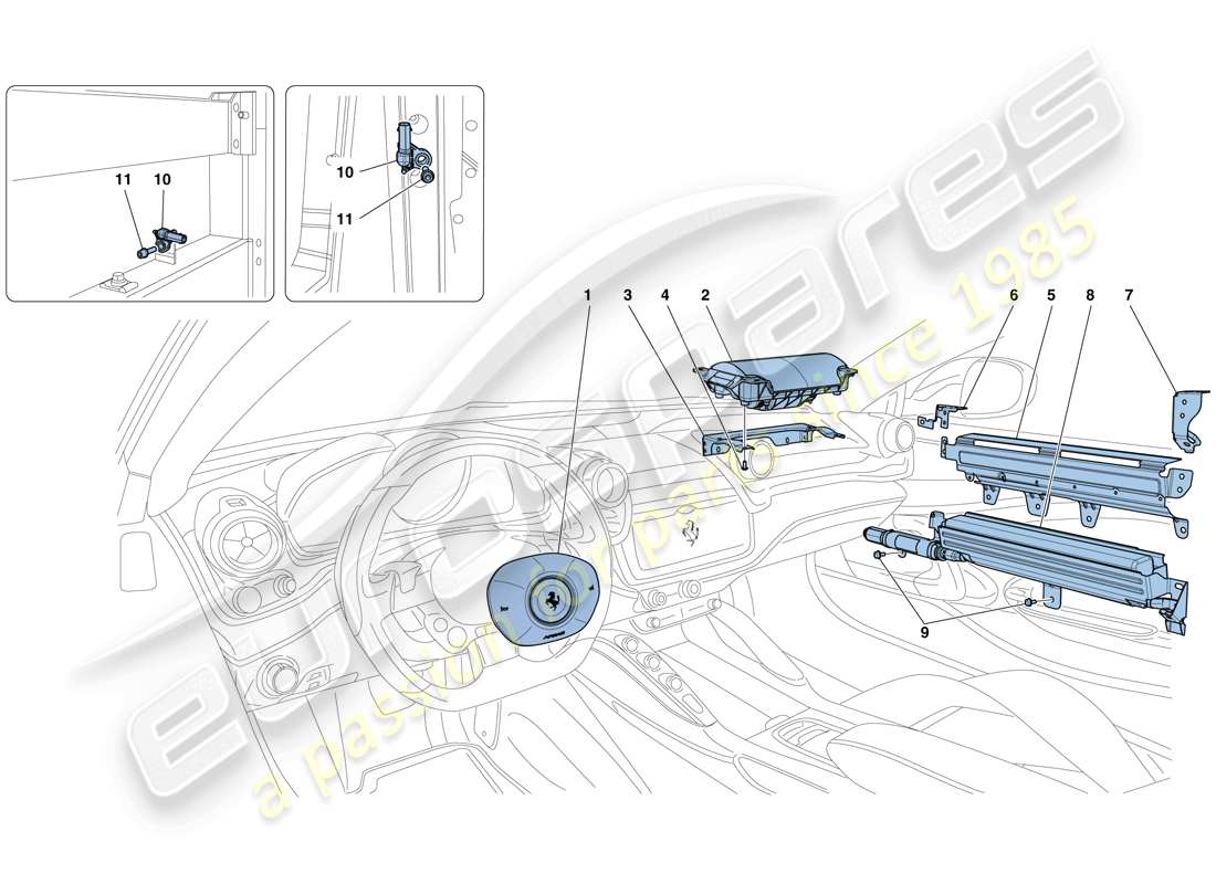 Ferrari GTC4 Lusso T (EUROPA) BOLSAS DE AIRE Diagrama de piezas