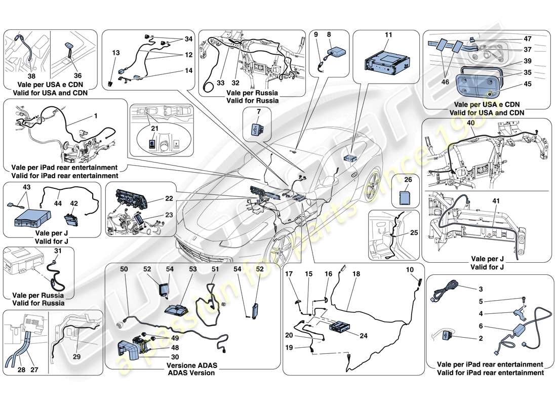 Ferrari GTC4 Lusso T (EE. UU.) INFOTAINMENT SYSTEM Diagrama de piezas
