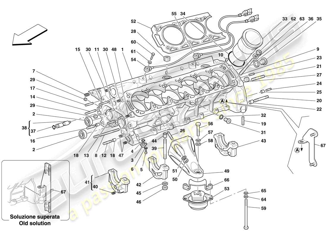 Ferrari 612 Sessanta (RHD) CRANKCASE Diagrama de piezas
