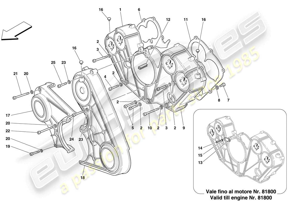 Ferrari 612 Sessanta (RHD) Cubiertas del motor Diagrama de piezas