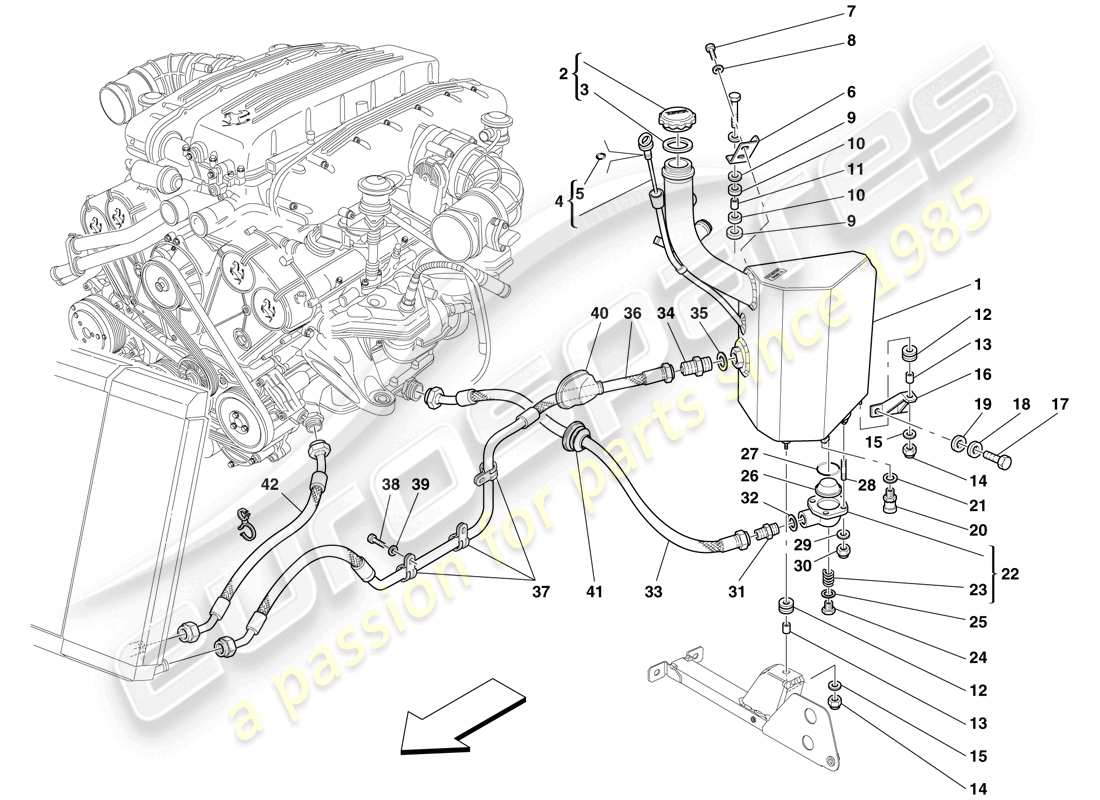 Ferrari 612 Sessanta (RHD) Sistema de lubricación - Tanque Diagrama de piezas