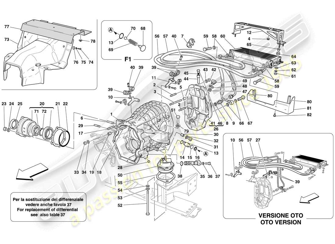 Ferrari 612 Sessanta (RHD) RADIADOR DE REFRIGERACIÓN DE CAJA DE DIFERENCIAL Y CAJA DE CAMBIOS Diagrama de piezas