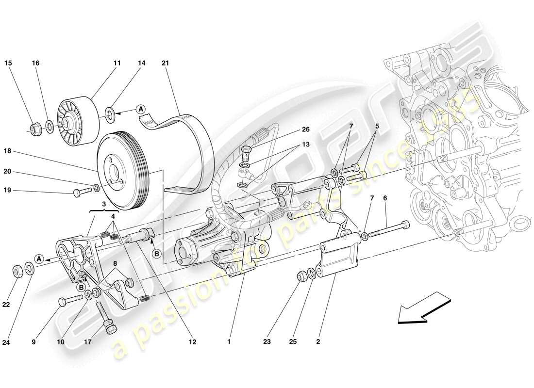 Ferrari 612 Sessanta (RHD) Bomba de dirección asistida Diagrama de piezas