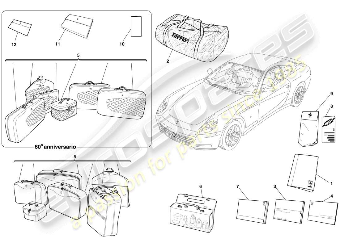 Ferrari 612 Sessanta (RHD) DOCUMENTACIÓN Y ACCESORIOS Diagrama de piezas