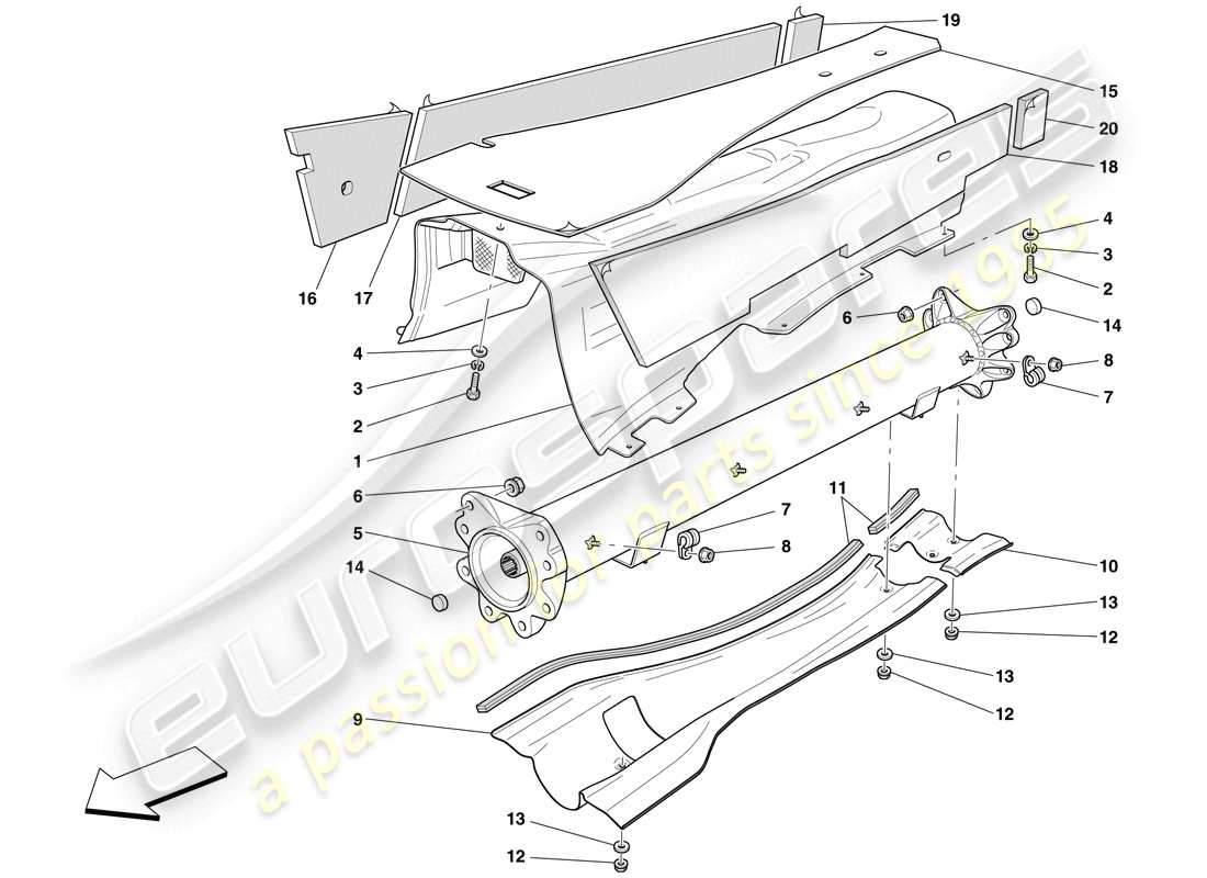 Ferrari 612 Sessanta (EE. UU.) TUBO CONECTOR MOTOR/CAJA DE CAMBIOS Y AISLAMIENTO Diagrama de piezas