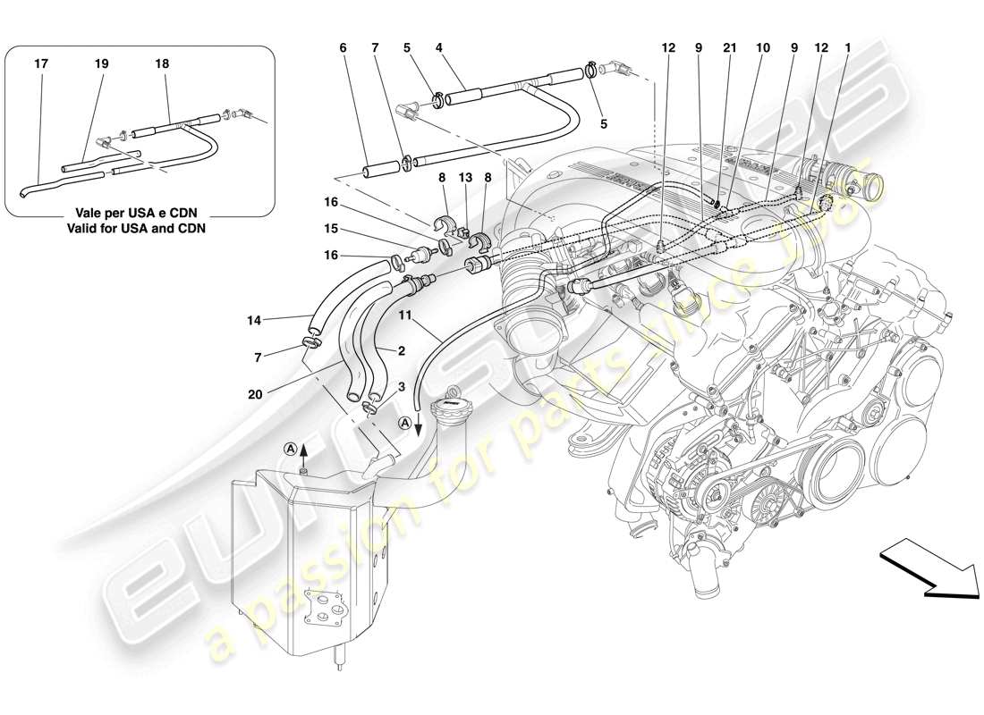 Ferrari 599 GTO (RHD) Sistema de soplado Diagrama de piezas