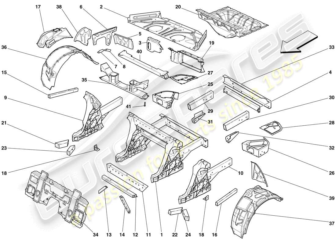 Ferrari 599 GTO (RHD) ESTRUCTURAS Y ELEMENTOS TRASERO DEL VEHÍCULO Diagrama de piezas