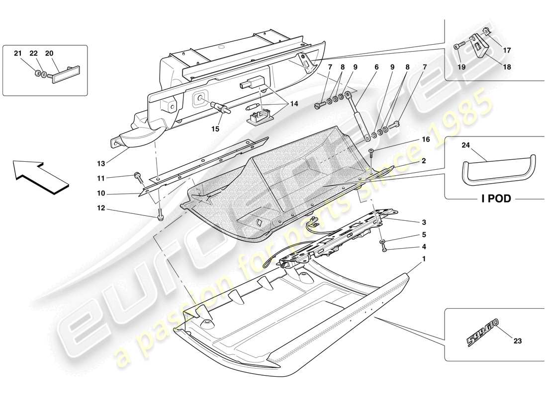 Ferrari 599 GTO (RHD) GUANTERA Diagrama de piezas