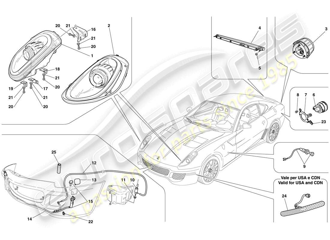 Ferrari 599 GTO (RHD) FAROS Y LUCES TRASERAS Diagrama de piezas