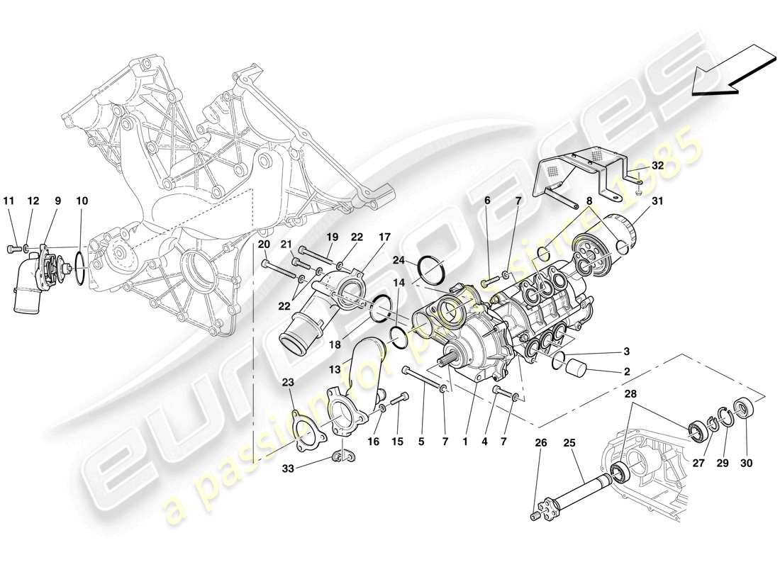 Ferrari 599 GTO (EE. UU.) BOMBA DE ACEITE / AGUA Diagrama de piezas