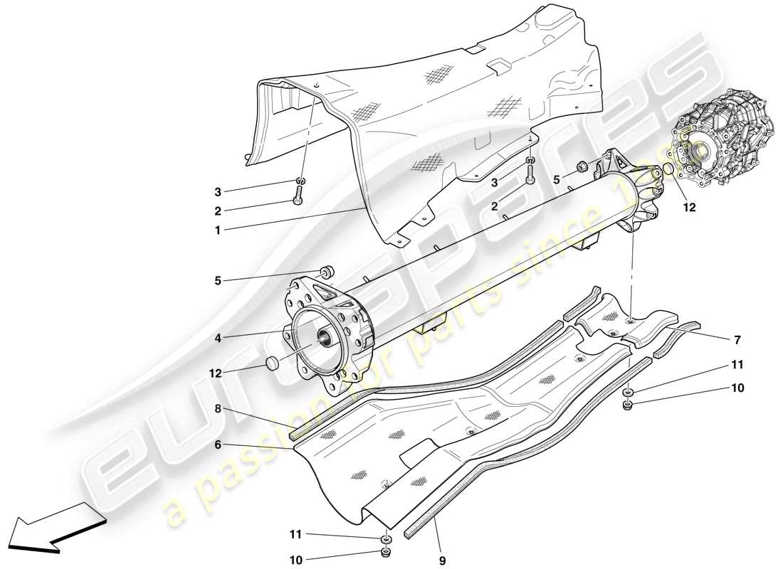 Ferrari 599 GTO (EE. UU.) TUBO CONECTOR MOTOR/CAJA DE CAMBIOS Y AISLAMIENTO Diagrama de piezas