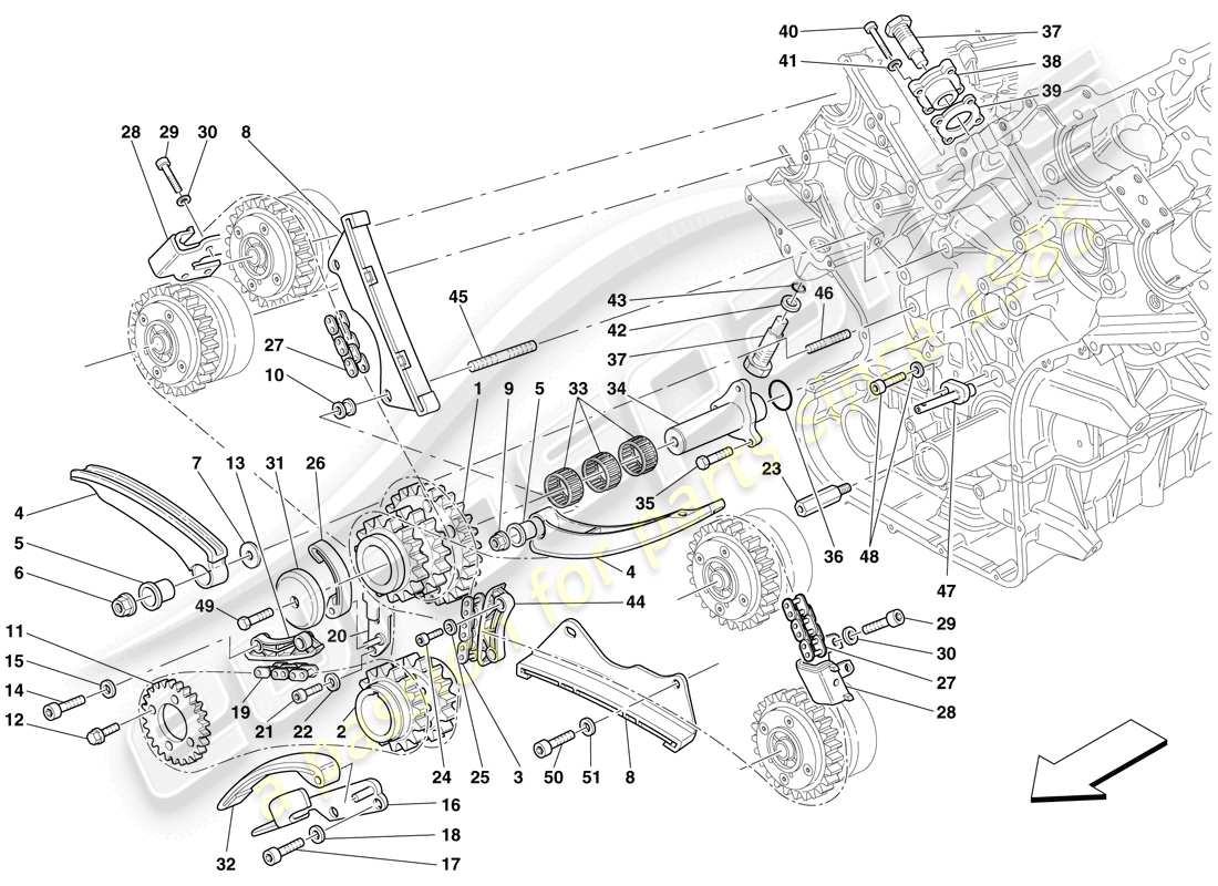 Ferrari 599 SA Aperta (EE. UU.) SISTEMA DE TIEMPO - CONDUCCIÓN Diagrama de piezas