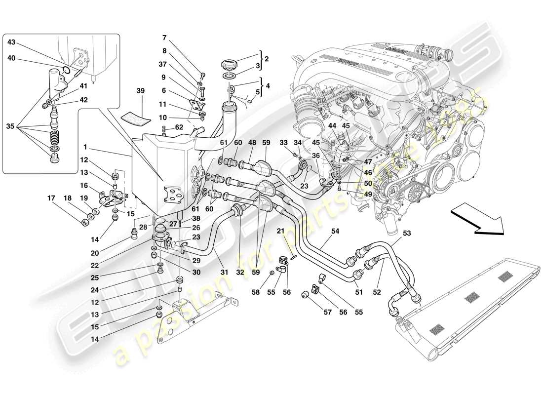 Ferrari 599 SA Aperta (EE. UU.) Sistema de lubricación - Tanque Diagrama de piezas