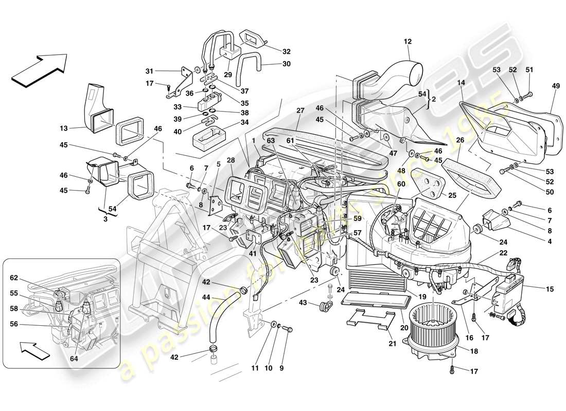 Ferrari 599 SA Aperta (EE. UU.) Unidad de evaporador y controles Diagrama de piezas