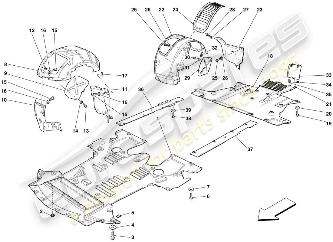 Ferrari 599 SA Aperta (EE. UU.) PLATO INFERIOR PLANO Y RUEDAS Diagrama de piezas