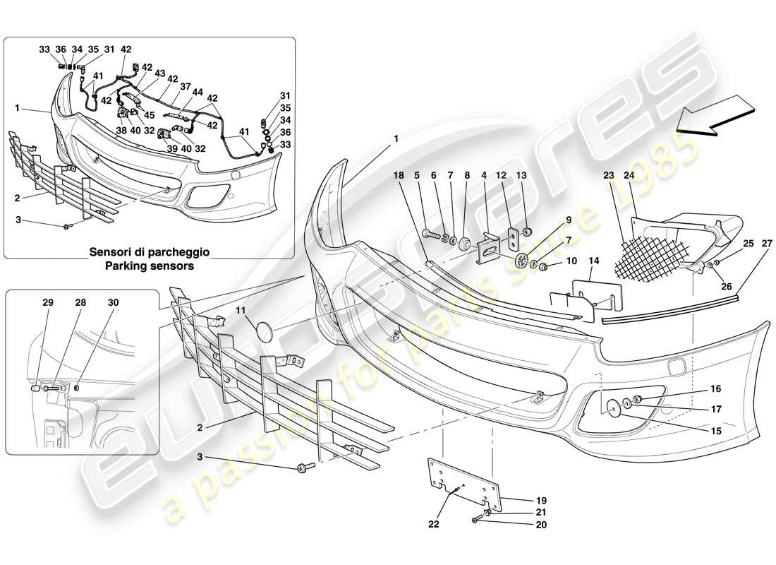 Ferrari 599 SA Aperta (EE. UU.) PARACHOQUES DELANTERO Diagrama de piezas