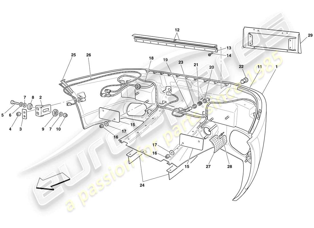Ferrari 599 SA Aperta (EE. UU.) PARACHOQUES TRASERO Diagrama de piezas