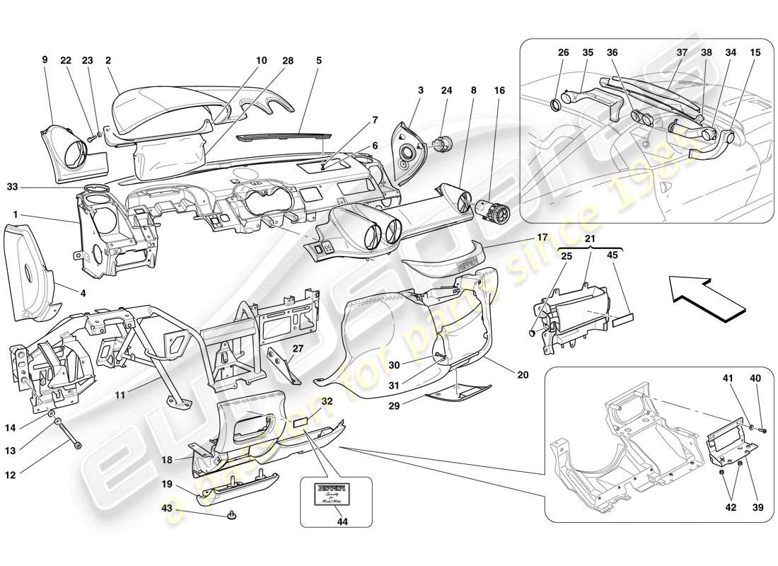 Ferrari 599 SA Aperta (EE. UU.) Panel Diagrama de piezas