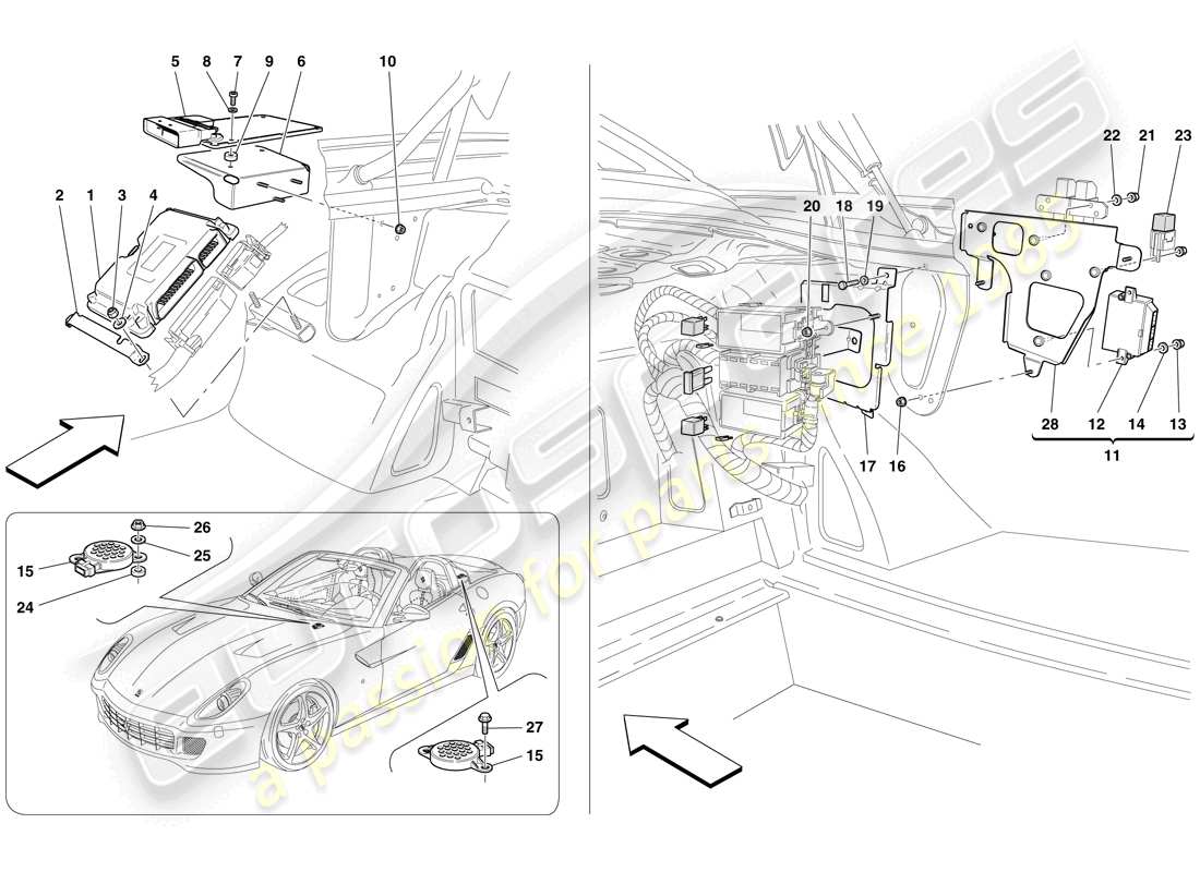 Ferrari 599 SA Aperta (EE. UU.) ECU DEL MALETERO Diagrama de piezas