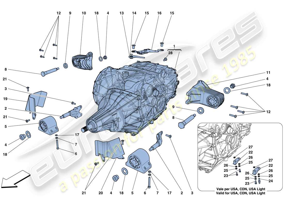 Ferrari F12 Berlinetta (EE. UU.) CAJA DE CAMBIOS Diagrama de piezas