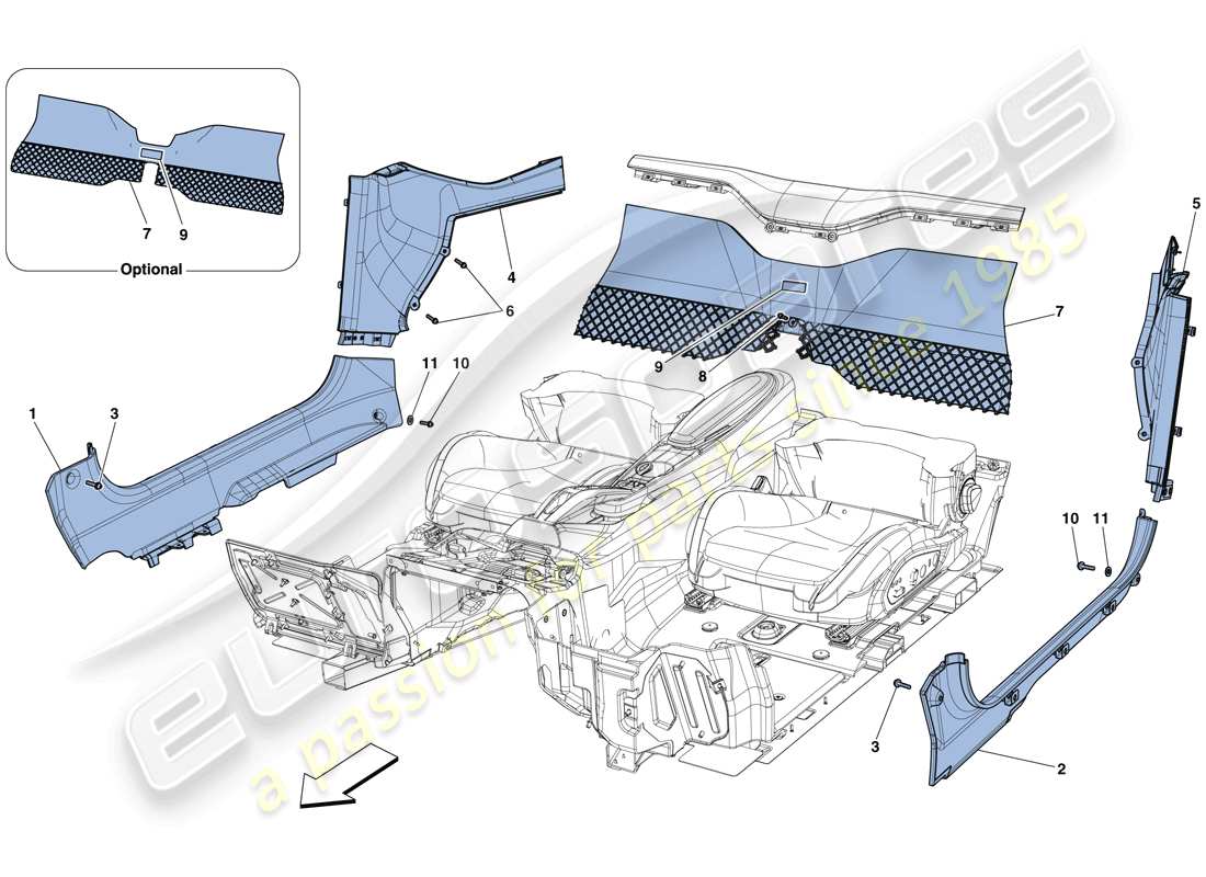 Ferrari F12 Berlinetta (EE. UU.) ACABADO INTERIOR Diagrama de piezas