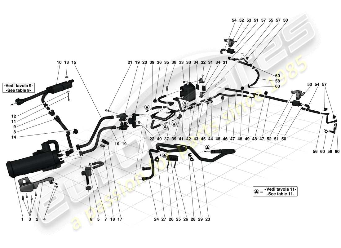 Ferrari LaFerrari (Europa) SISTEMA DE CONTROL DE EMISIONES EVAPORATIVAS Diagrama de piezas