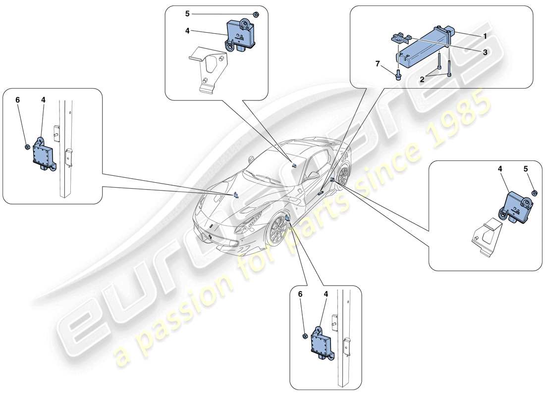 Ferrari F12 TDF (Europa) sistema de control de presión de neumáticos Diagrama de piezas