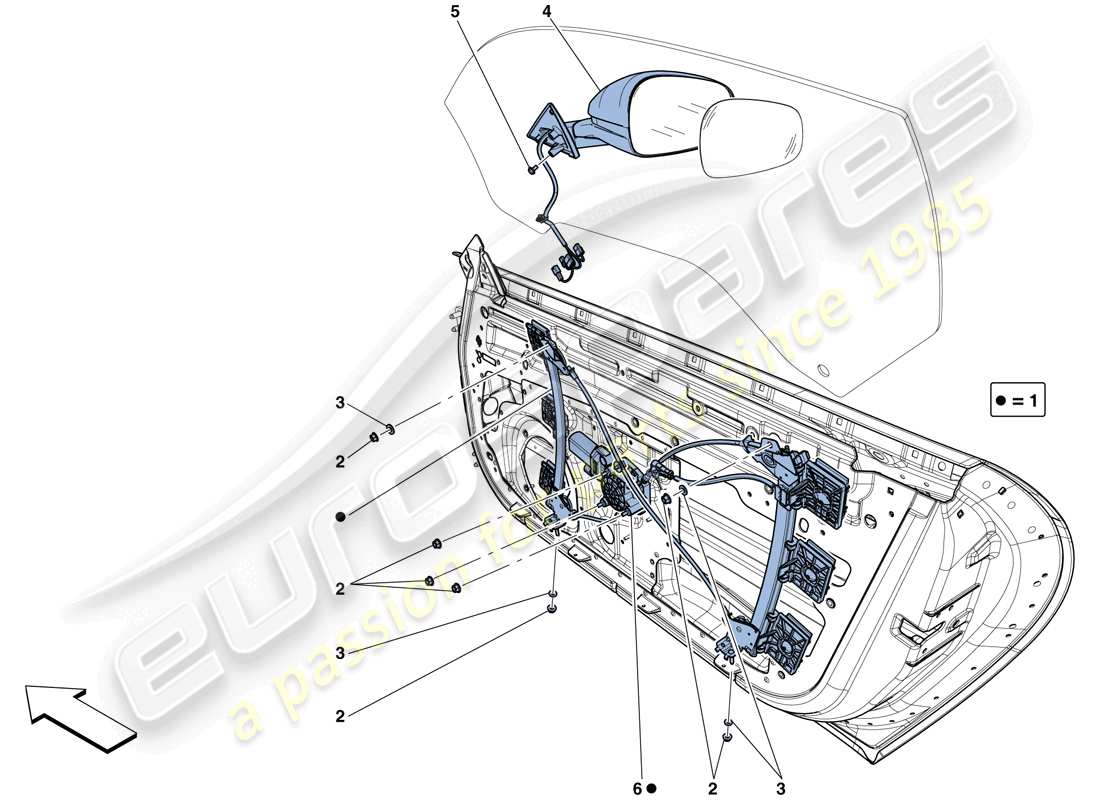 Ferrari F12 TDF (Europa) PUERTAS - VENTANA ELÉCTRICA Y ESPEJO RETROVISOR Diagrama de piezas