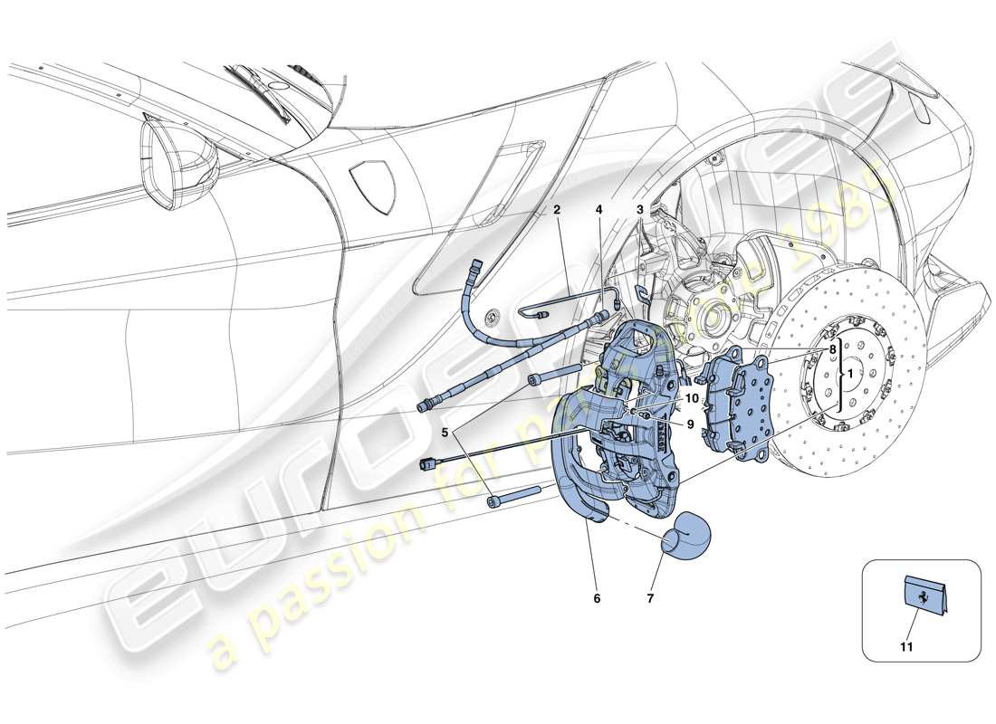 Ferrari F12 TDF (RHD) PINZAS DE FRENO DELANTERO Diagrama de piezas