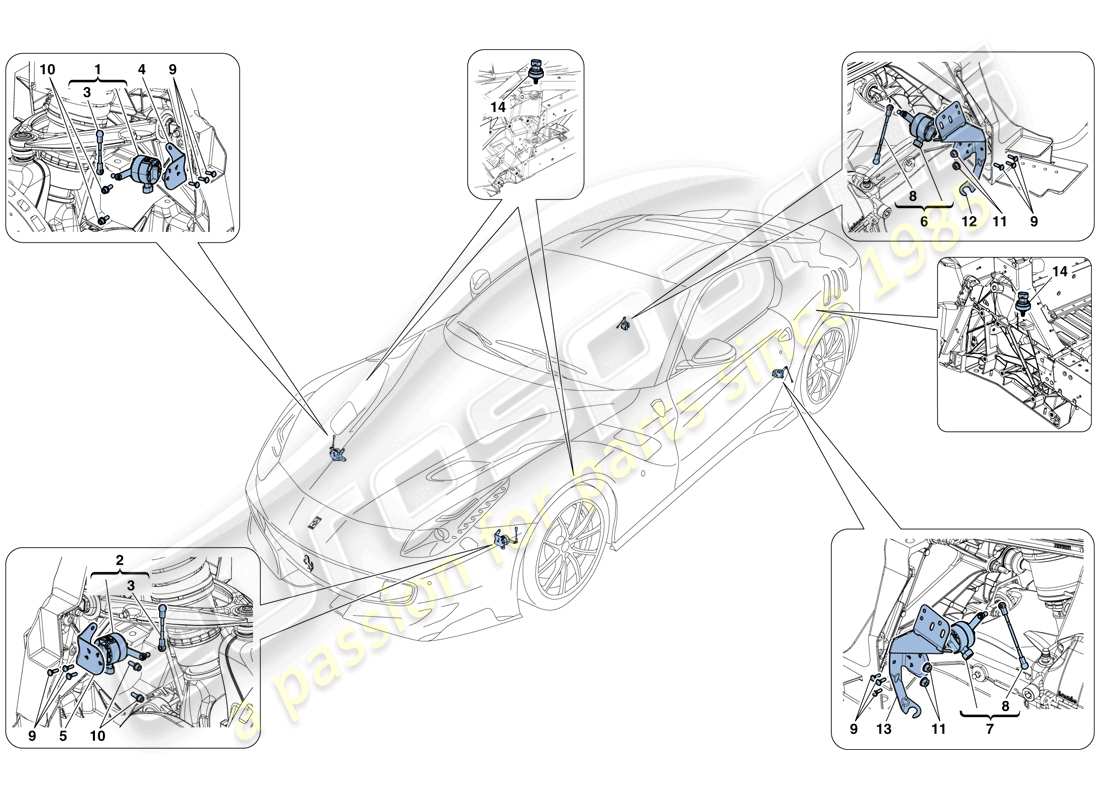 Ferrari F12 Diagrama de piezas de GESTIÓN ELECTRÓNICA (SUSPENSIÓN) del TDF (RHD)