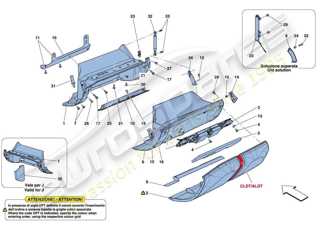 Ferrari 812 Superfast (Europa) GUANTERA Diagrama de piezas
