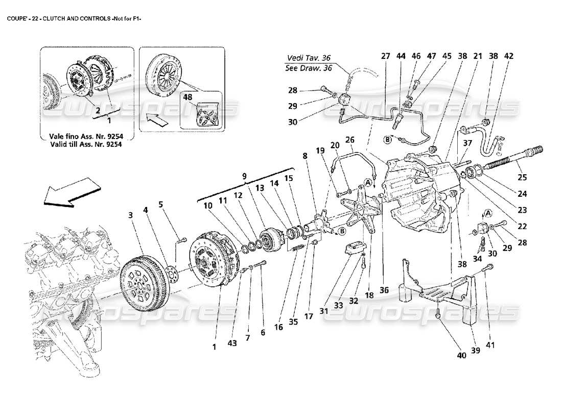 Maserati 4200 Coupé (2002) Embrague y controles: no para F1 Diagrama de piezas