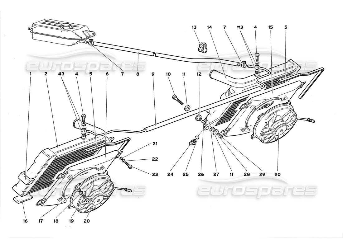 Lamborghini Diablo GT (1999) Radiadores y Electroventiladores Diagrama de piezas