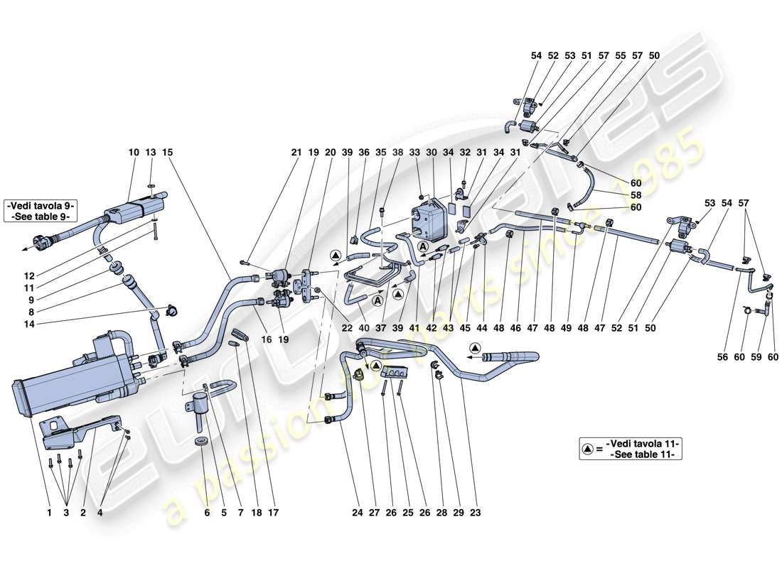 Ferrari LaFerrari Aperta (EE. UU.) SISTEMA DE CONTROL DE EMISIONES EVAPORATIVAS Diagrama de piezas
