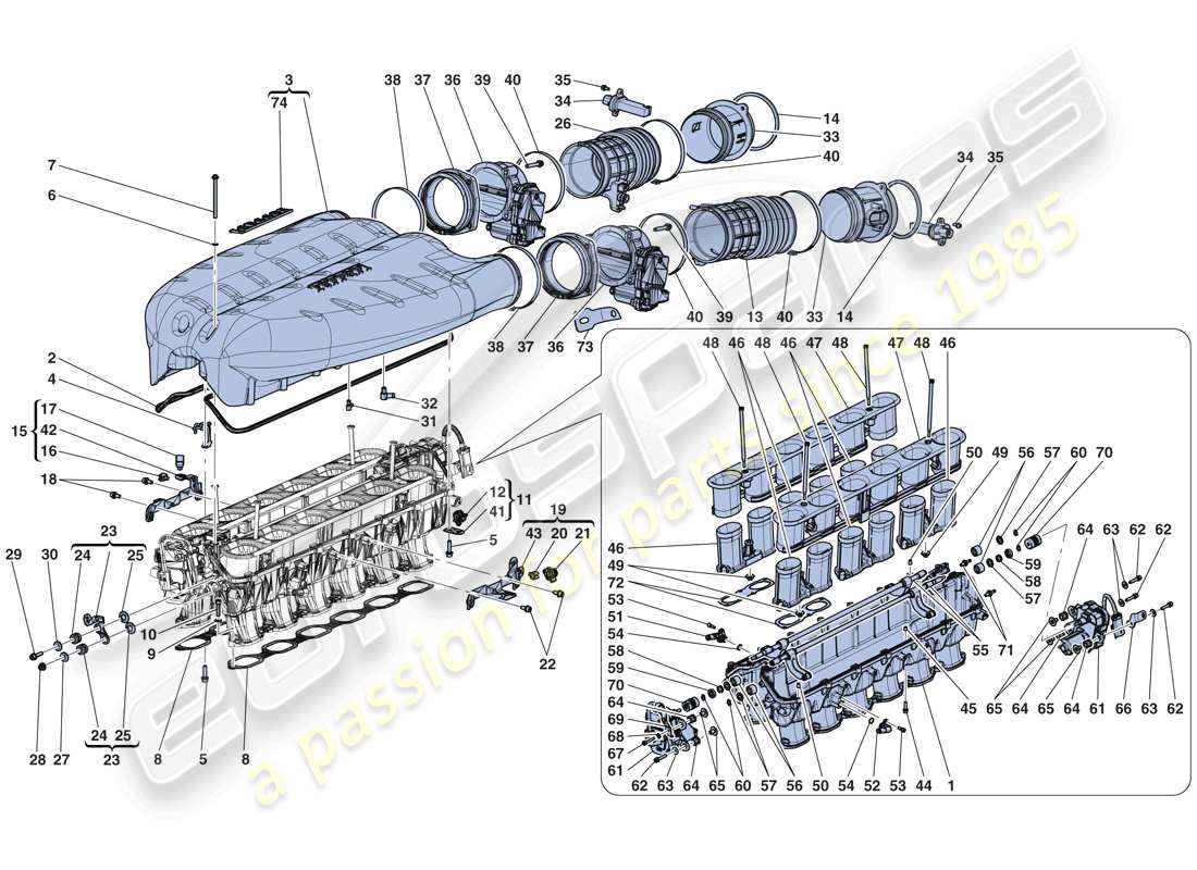 Ferrari LaFerrari Aperta (EE. UU.) COLECTOR DE ADMISIÓN Diagrama de piezas