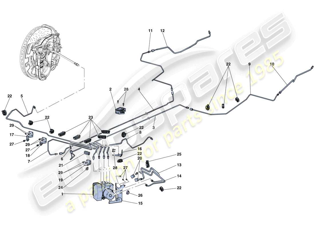 Ferrari LaFerrari Aperta (EE. UU.) Brake System Diagrama de piezas