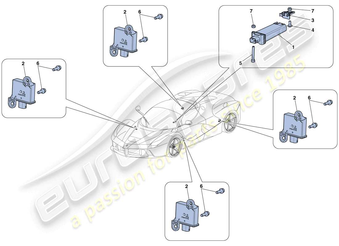 Ferrari LaFerrari Aperta (EE. UU.) sistema de control de presión de neumáticos Diagrama de piezas