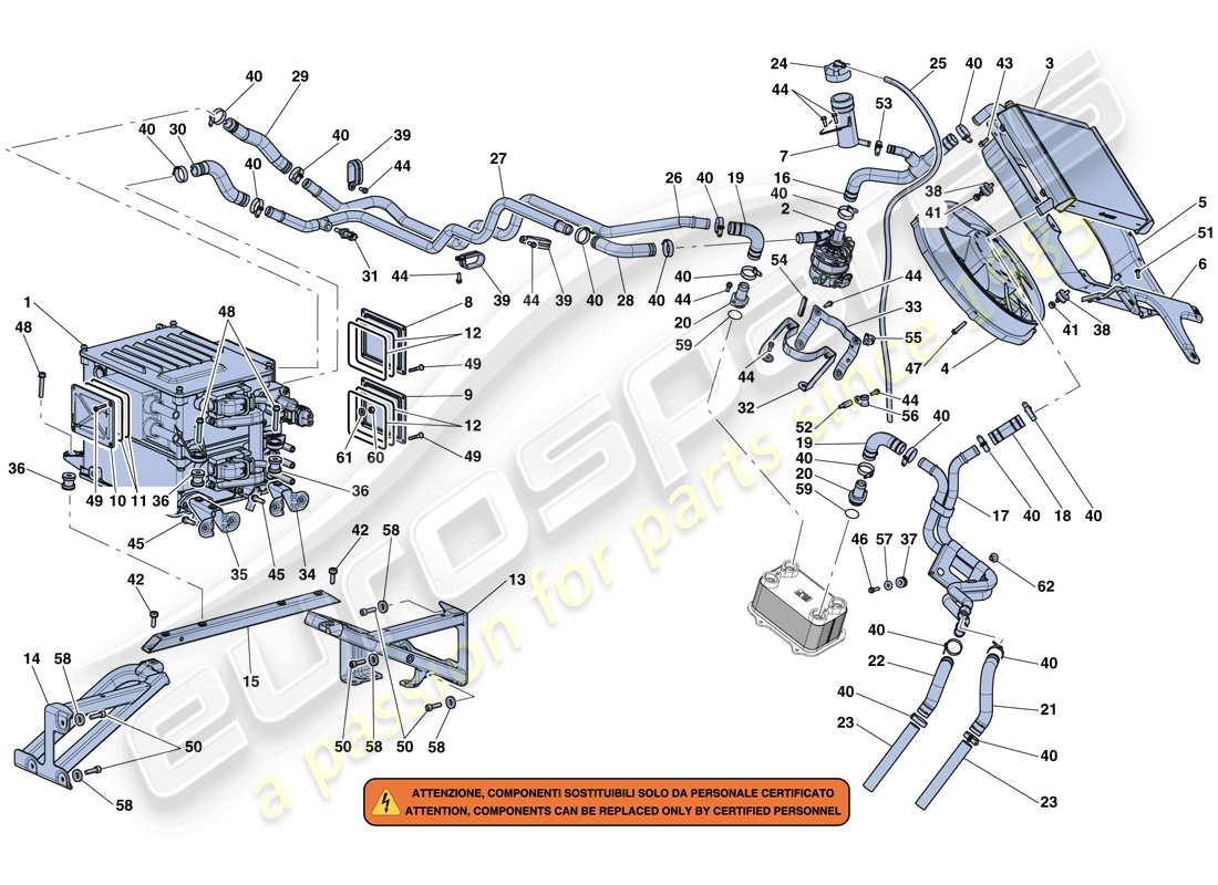 Ferrari LaFerrari Aperta (EE. UU.) INVERSOR Y REFRIGERACIÓN Diagrama de piezas
