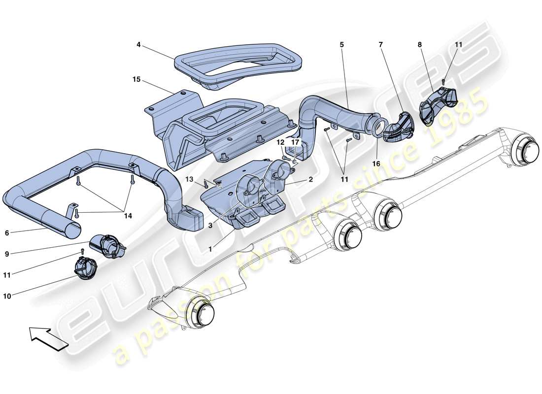 Ferrari LaFerrari Aperta (EE. UU.) CONDUCTOS DE AIRE DEL TABLERO Diagrama de piezas