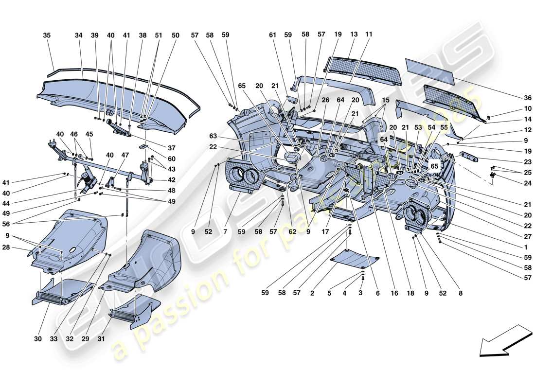Ferrari LaFerrari Aperta (EE. UU.) PARACHOQUES TRASERO Diagrama de piezas