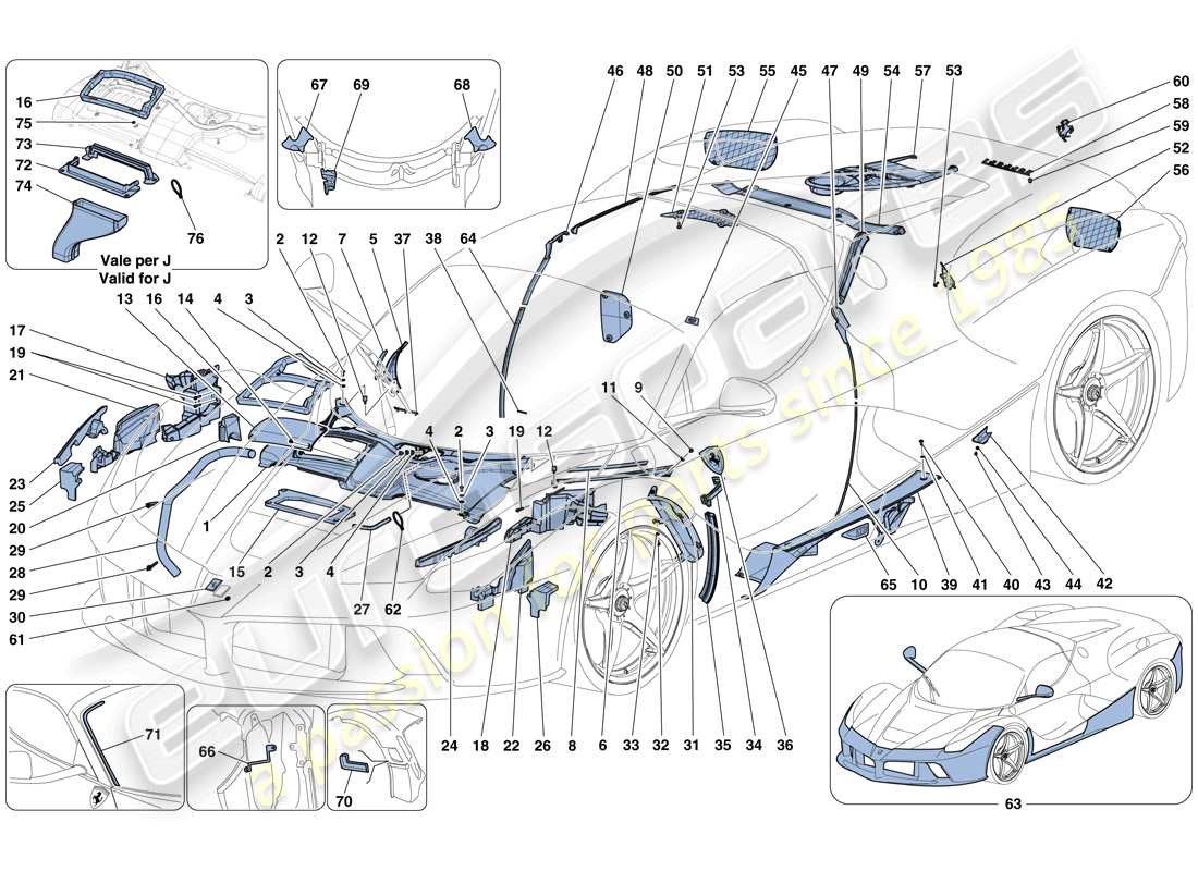 Ferrari LaFerrari Aperta (EE. UU.) ESCUDOS Y ACABADOS Diagrama de piezas