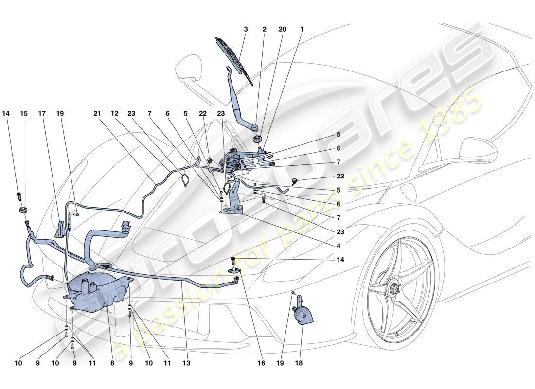 Ferrari LaFerrari Aperta (EE. UU.) LIMPIAPARABRISAS, Arandela Y BOCINA Diagrama de piezas
