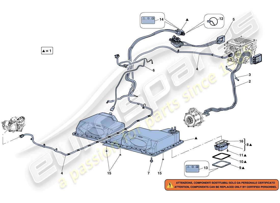 Ferrari LaFerrari Aperta (EE. UU.) BATERÍA AT Y MAZO DE CABLES Diagrama de piezas