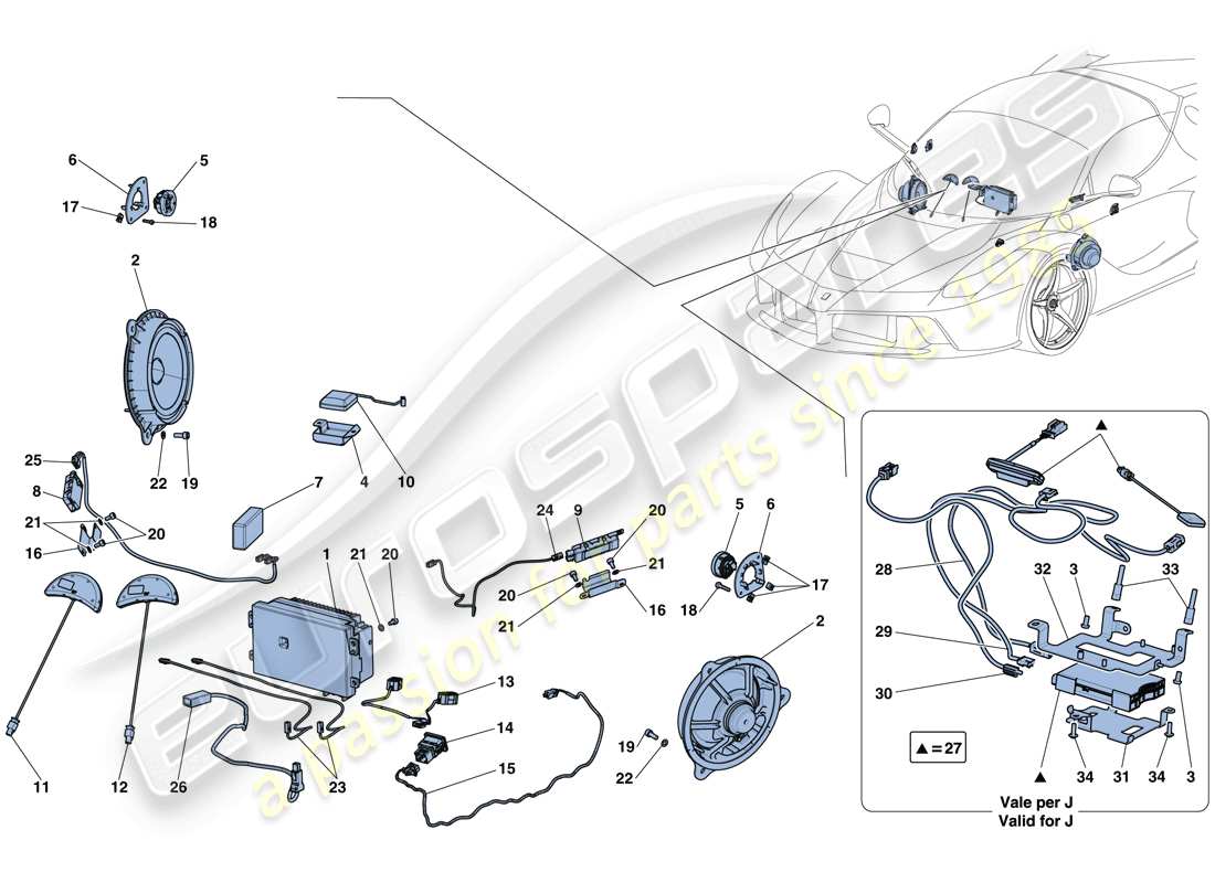 Ferrari LaFerrari Aperta (EE. UU.) AUDIO - SISTEMA DE INFOENTRETENIMIENTO Diagrama de piezas