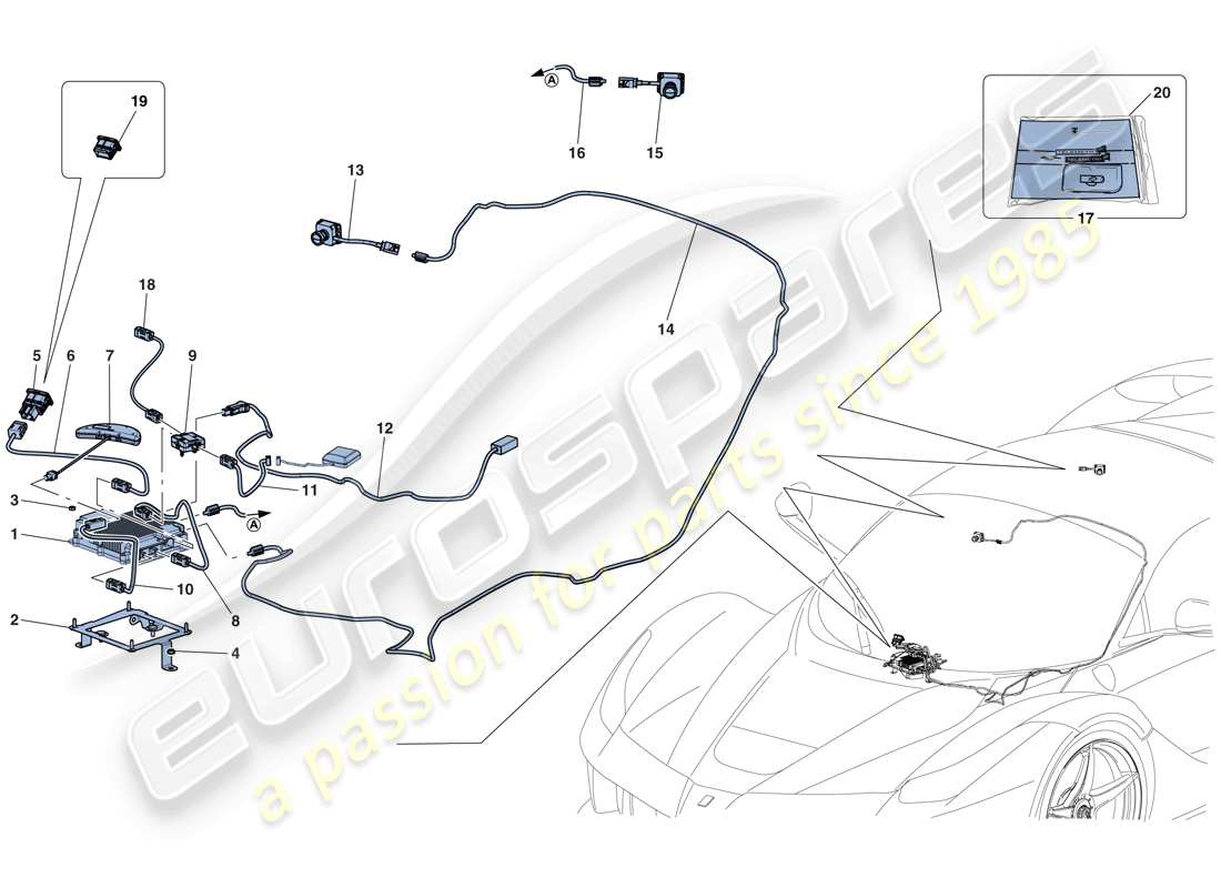 Ferrari LaFerrari Aperta (EE. UU.) TELEMETRÍA - ADQUISICIÓN DE DATOS Diagrama de piezas