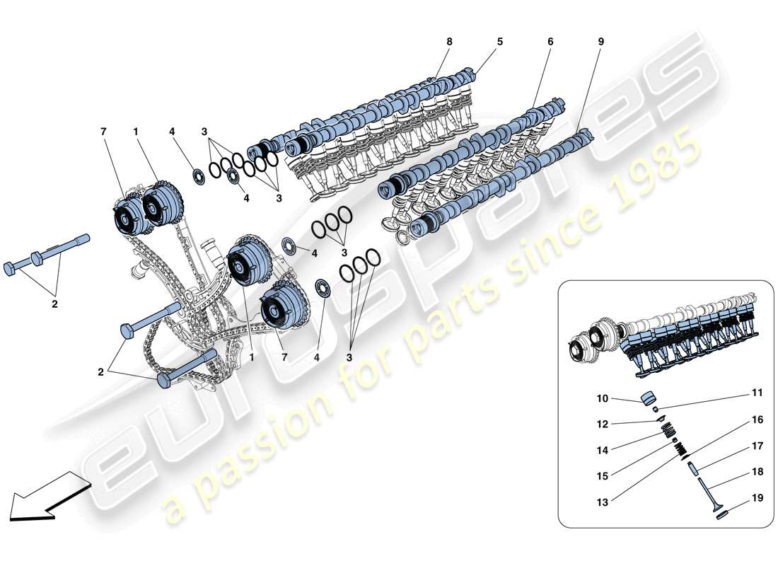 Ferrari GTC4 Lusso (RHD) Timing System - Tappets Diagrama de piezas