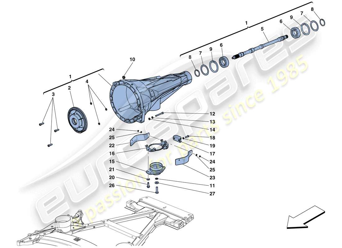 Ferrari GTC4 Lusso (RHD) CARCASA DE TRANSMISIÓN Diagrama de piezas